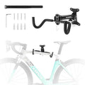 ROCKBROS soporte de pared para bicicleta con piezas de montaje y diagrama de uso sobre fondo blanco.