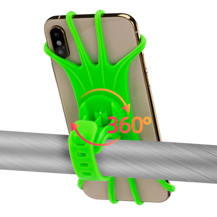 ROCKBROS soporte para el móvil verde
con rotación 360 grados en manillar de bicicleta