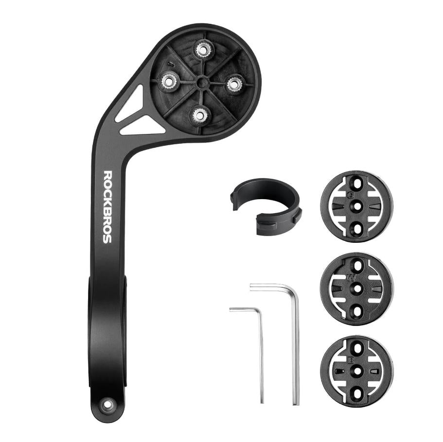 ROCKBROS soporte para ordenador de bicicleta con piezas y herramientas accesorias sobre fondo blanco