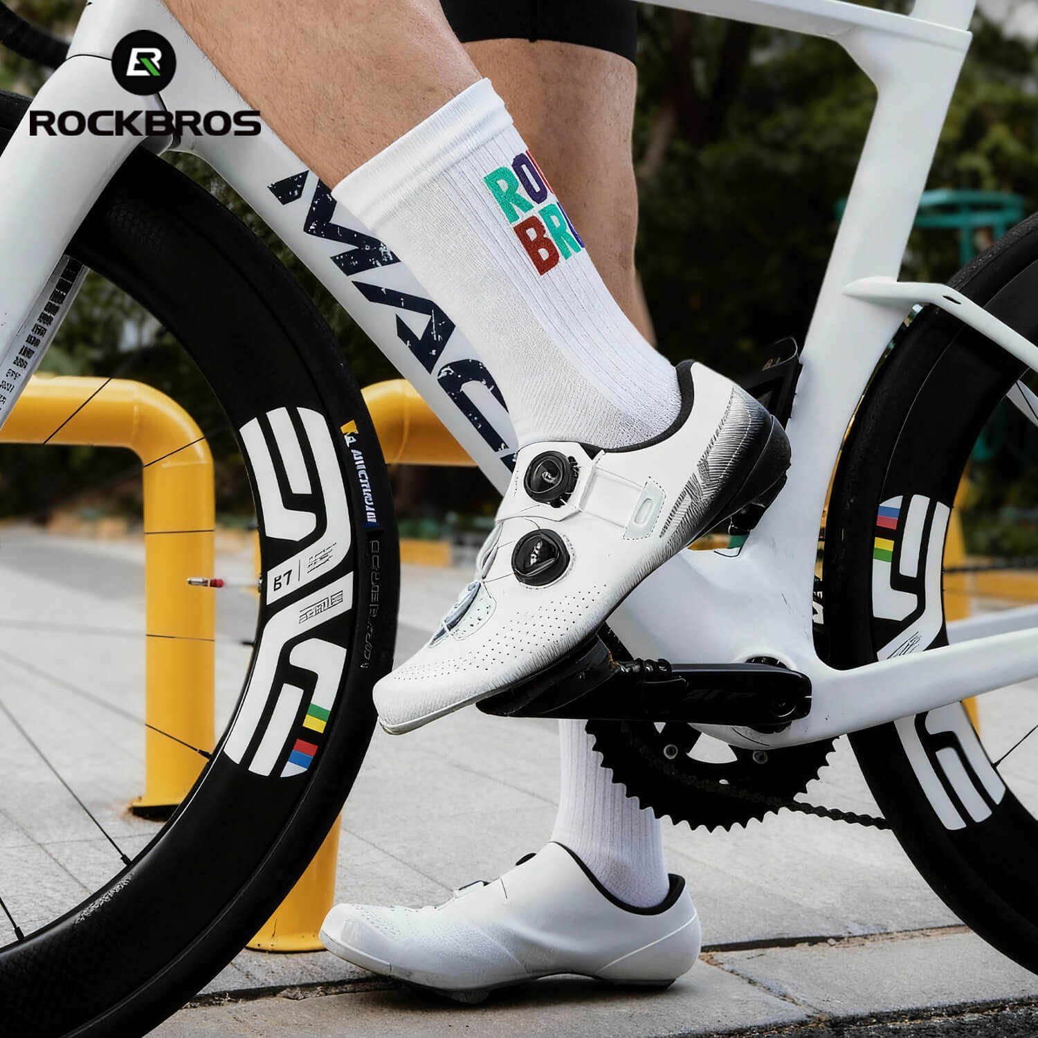 ROCKBROS calcetines medianeros blancos para ciclismo de carretera