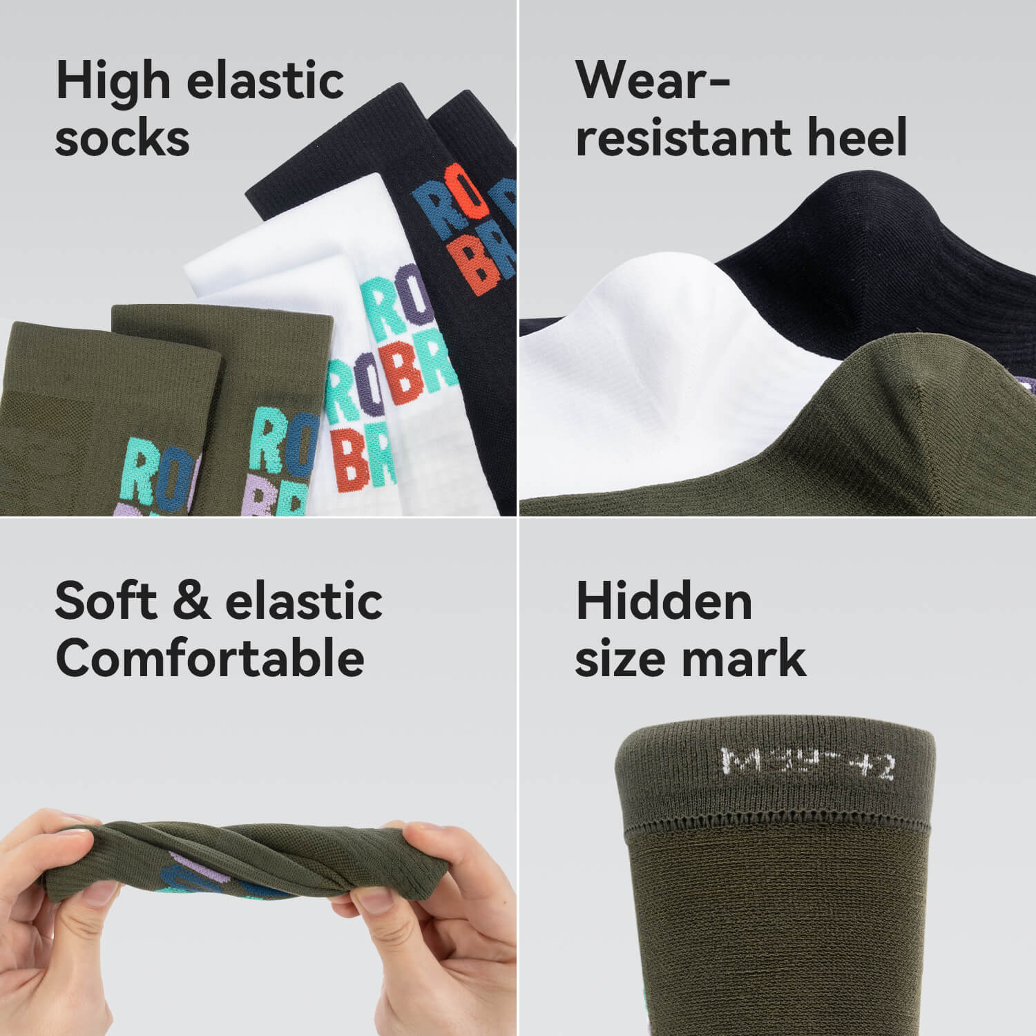ROCKBROS calcetines elásticos con talón resistente y marca de tamaño oculta